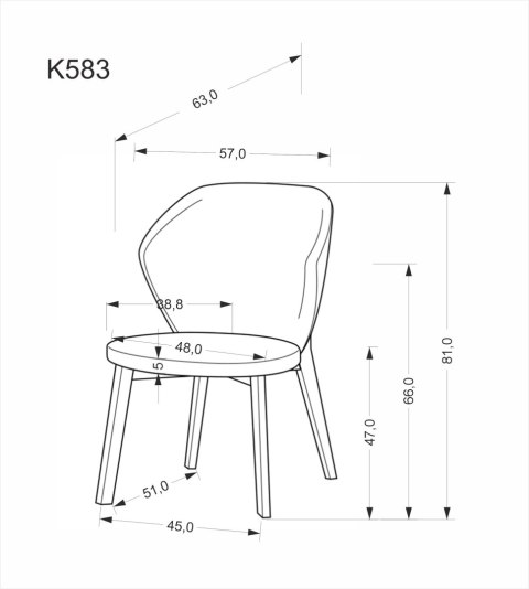 K583 krzesło, orzechowy / brązowy / beżowy