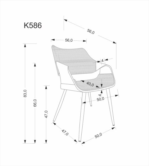 K586 krzesło, orzechowy / czarny