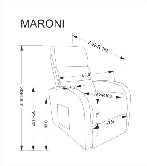 MARONI fotel wypoczynkowy popielaty