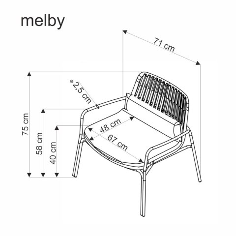 MELBY fotel wypoczynkowy, stelaż -czarny, tapicerka - popielaty