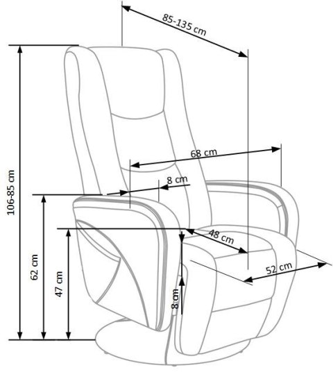 PULSAR recliner z funkcją masażu czarny