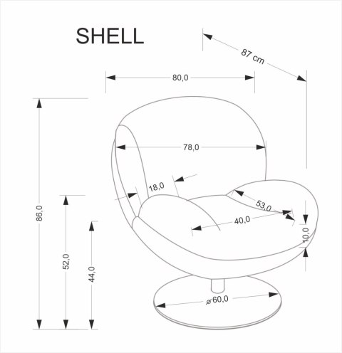 SHELL fotel wypoczynkowy, popielaty