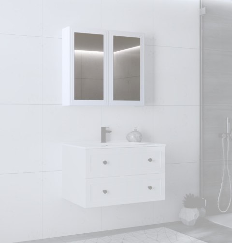 TORETO Szafka lustrzana 70x80/2D (MDF ramiak) biały