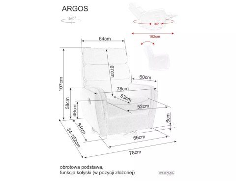 Fotel rozkładany Argos Velvet