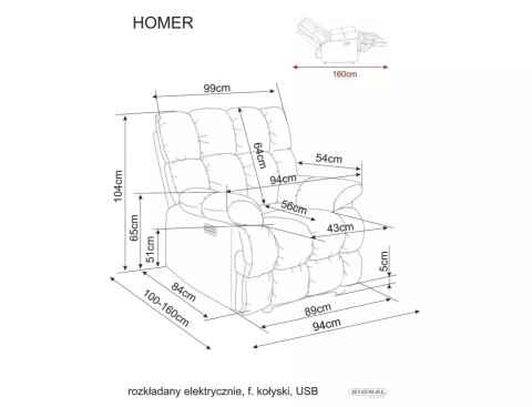 Fotel rozkładany Homer Raven