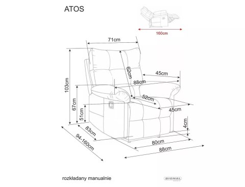 Fotel rozkładany Atos Raven