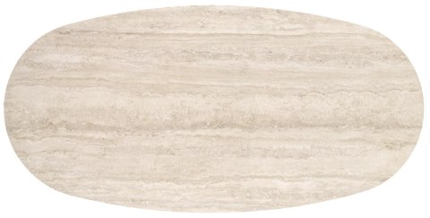 JULIUS stół owalny, blat - jasny trawertyn, nogi - czarny