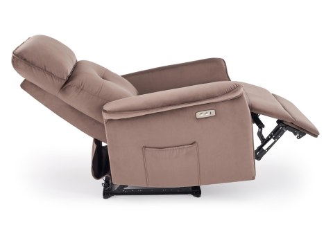 SEMIR fotel z funkcja elektrycznego rozkładania / gniazdo USB, mokka