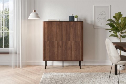 SOLANO KM-2 komoda orzech warmia / czarny marmur