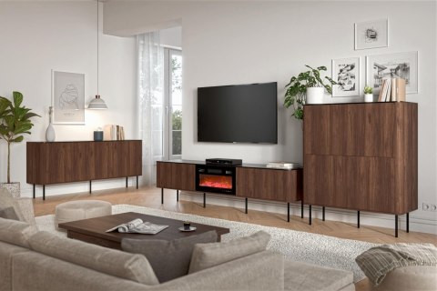 SOLANO RTV-2 stolik RTV orzech warmia / czarny marmur