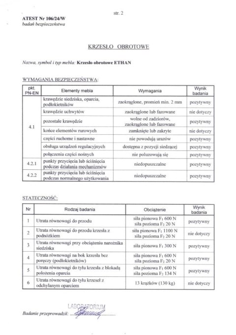 ETHAN fotel gabinetowy popielaty