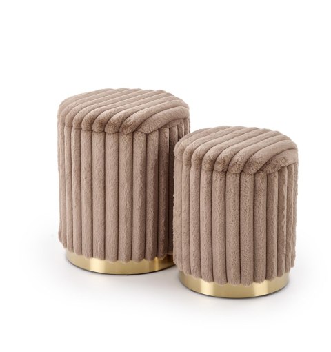 FIDO zestaw 2 puf, cappuccino / złoty
