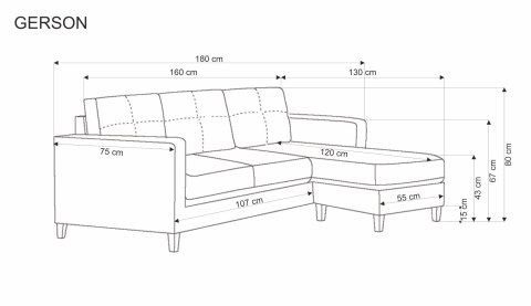 GERSON sofa z podnóżkiem beżowy