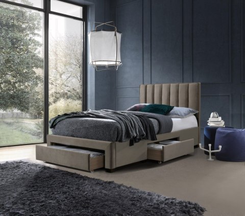 GRACE 120 łóżko z szufladami beżowy velvet