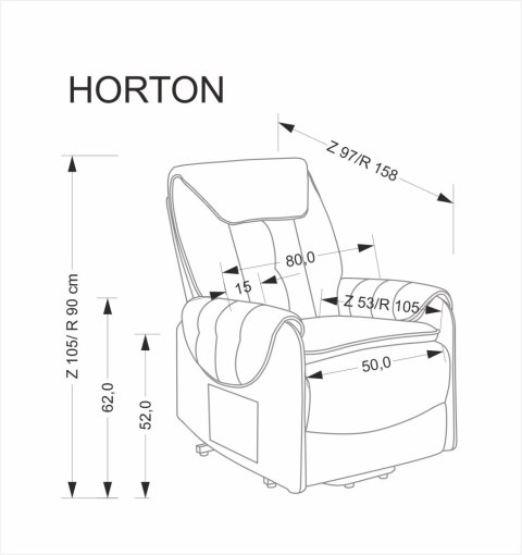 HORTON fotel wypoczynkowy popielaty