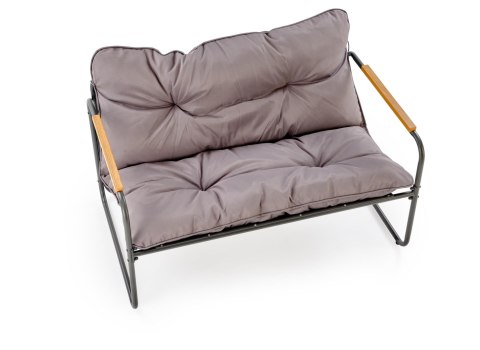 HUDSON, zestaw ogrodowy ( sofa, fotel 2x, ława ), popielaty / brązowy