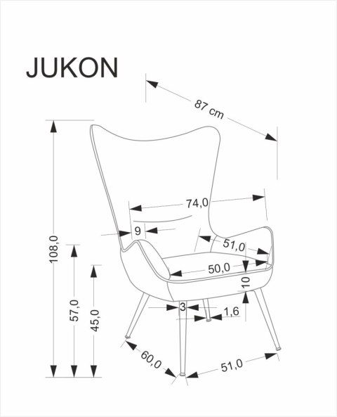 JUKON fotel wypoczynkowy popielaty
